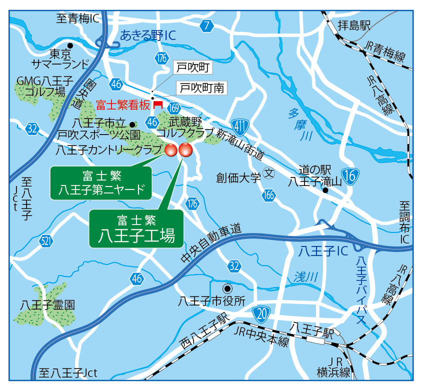 八王子工場の地図