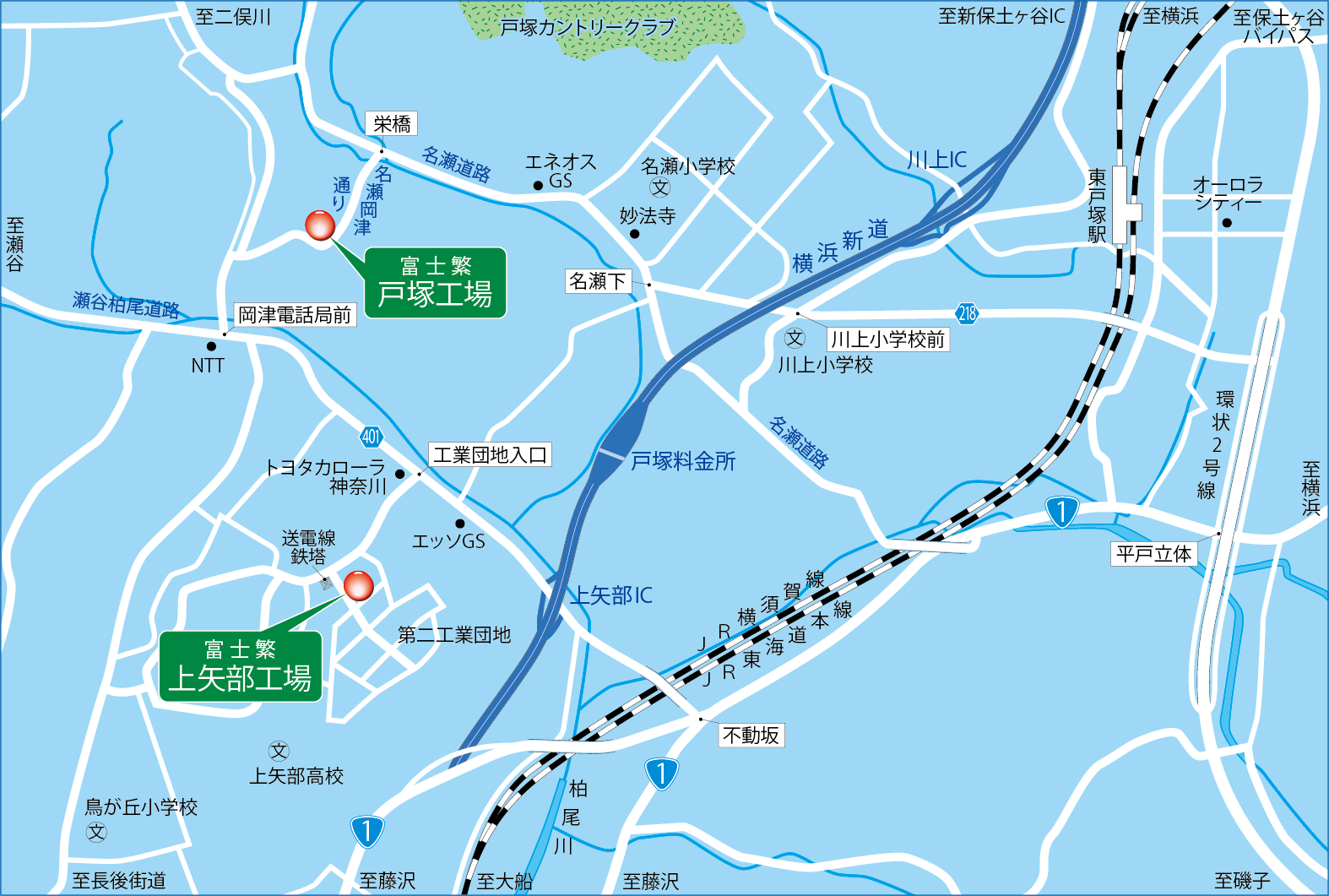 上矢部工場の地図